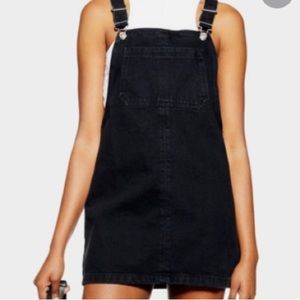 Topshop Black Denim Overall Dress - Great Condition, Size 8